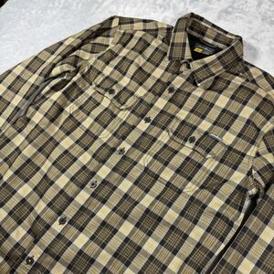 Eddie Bauer Travex Shirt Mens Large Yellow Plaid Button Up Outdoors Flap Pockets